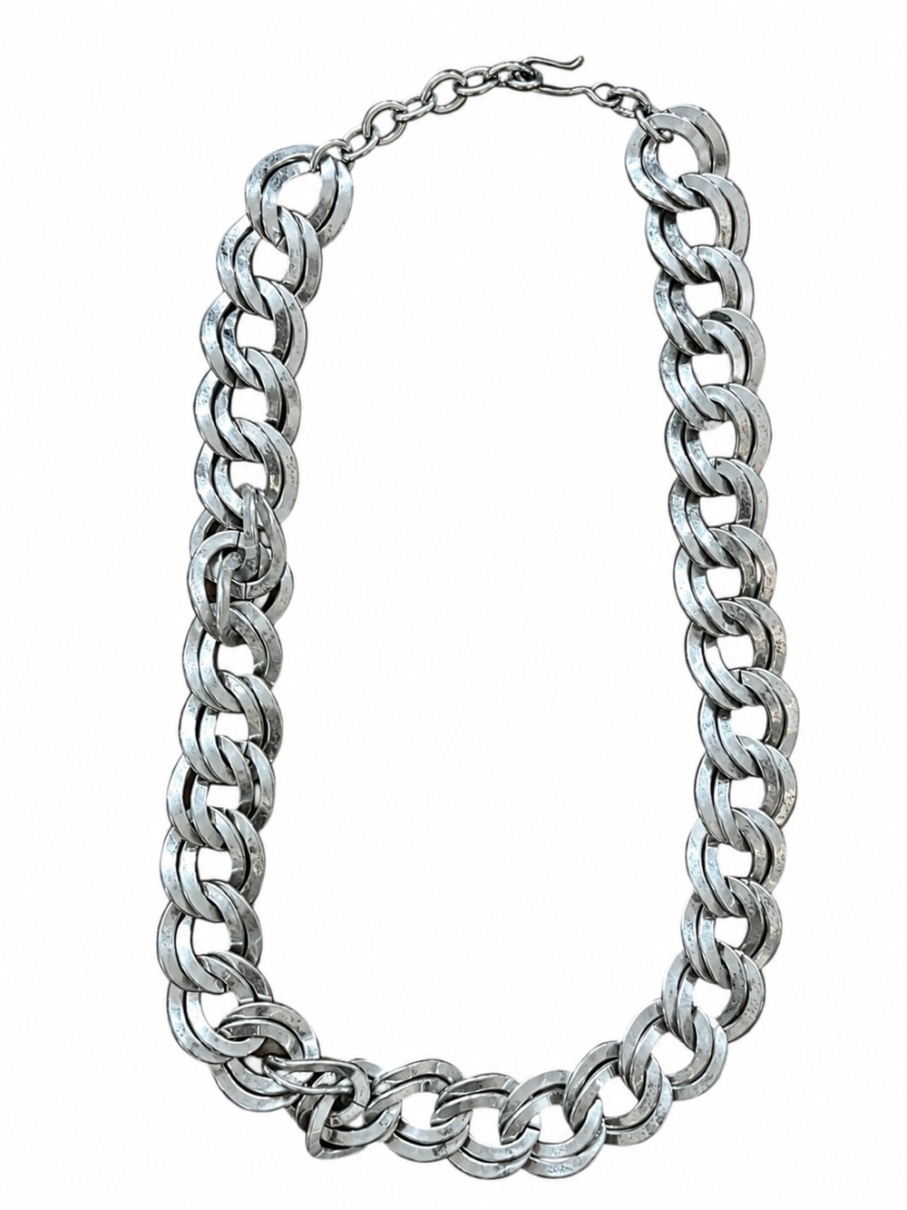 Monet Vintage Silver Tone Chunky Link Statement Necklace Signed